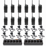 Motorola CP100D Non-Display 12 Pack bundle with multi unit charger and Speaker Microphones