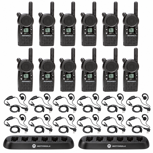 Motorola CLS1413 12 Pack Bundle With 2 Multicharger and Headsets