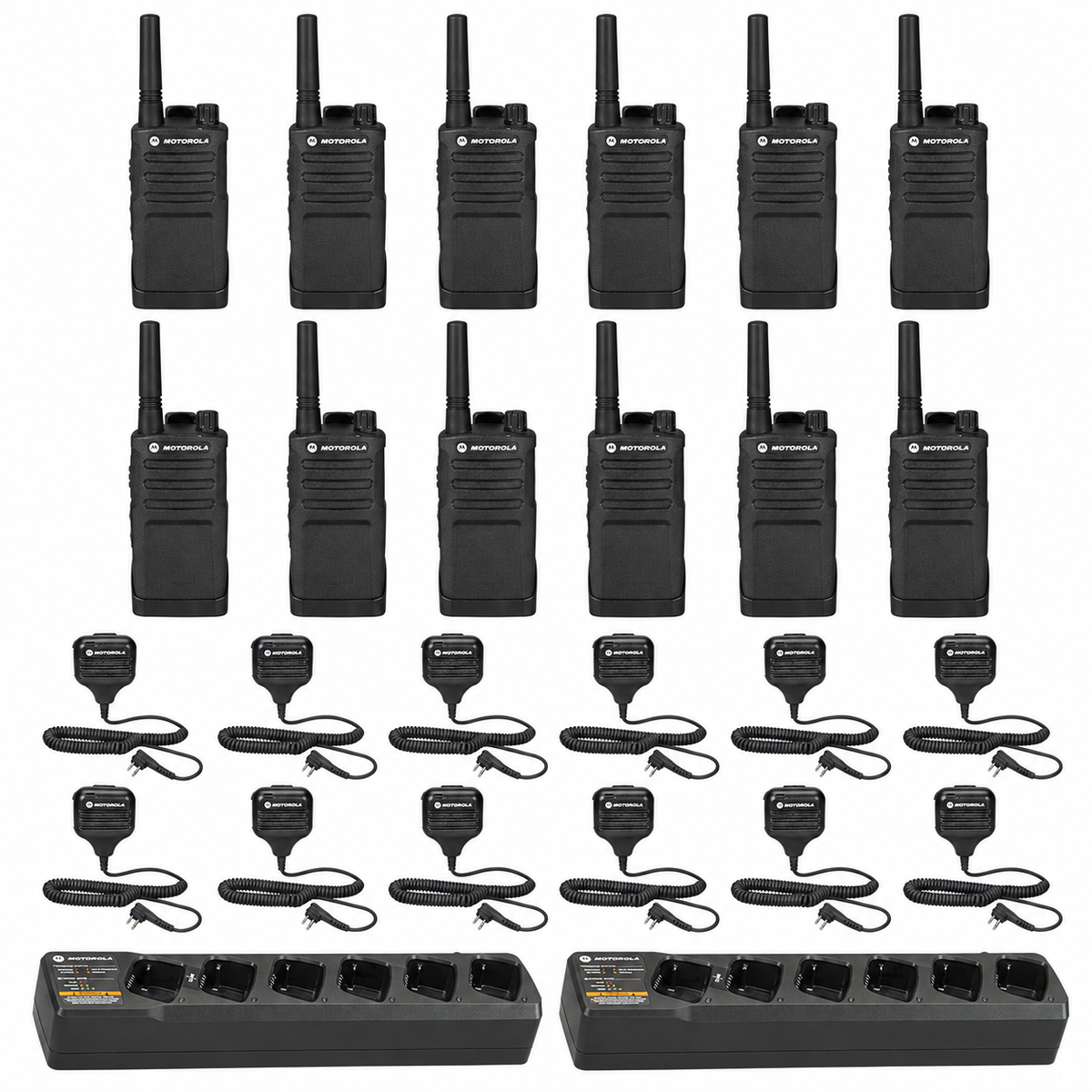 Motorola RMU2043 12 pack with Multi Charger and Speaker Microphones