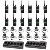 Motorola CP100D Limited-Display 12 Pack bundle with multi unit charger and Speaker Microphones