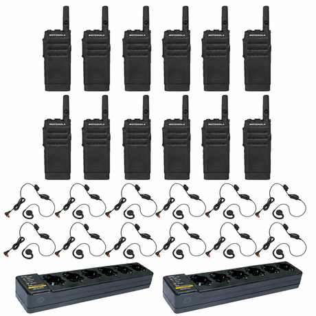 Motorola SL300 Non Display 12 Pack plus 2 Multi Unit Charger plus 12 PMLN7189 Swivel Earpiece