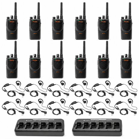 Motorola BPR40 12 Pack with multi unit charger and headsets