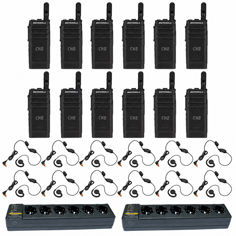 Motorola SL300 Display 12 Pack plus 2 Multi Unit Charger plus 12 PMLN7189 Swivel Earpiece