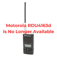 
              Motorola RDU4163d two-way radio with antenna shown. The RDU4163d has been discontinued and replaced by the Motorola CP100d. Visit Two Way Radio Gear for updated two-way radio solutions.
            