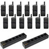 Motorola TLK110 Radio 12 Pack Bundle with 2 Multi-Unit Chargers