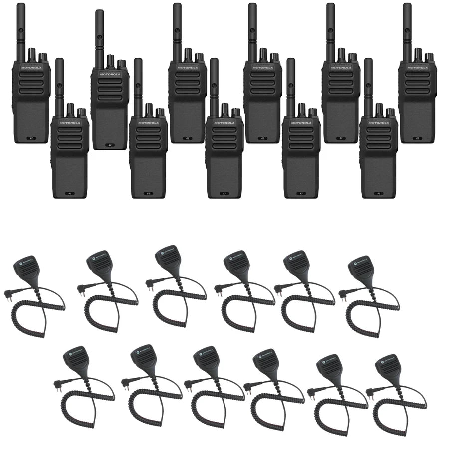 Motorola R2 Radio 12 Pack with Remote Speaker Microphones