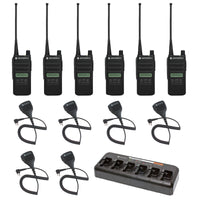 Motorola CP100D Limited-Display 6 Pack bundle with multi unit charger and Speaker Microphones