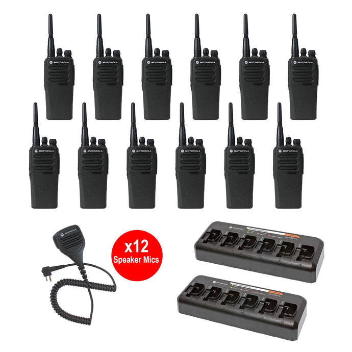Motorola CP200d 12 Pack with Multi Unit Chargers and Speaker Microphones