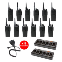 Motorola CP200d 12 Pack with Multi Unit Chargers and Speaker Microphones