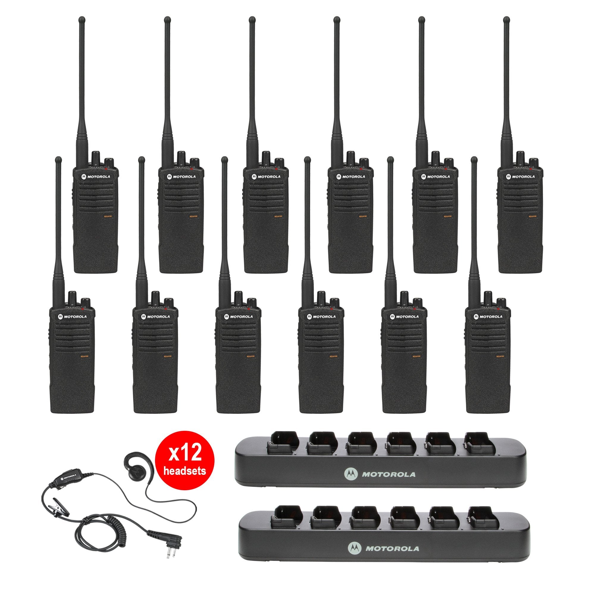 RDU4103 12 Pack Bundle with Multi Unit Chargers and Headsets