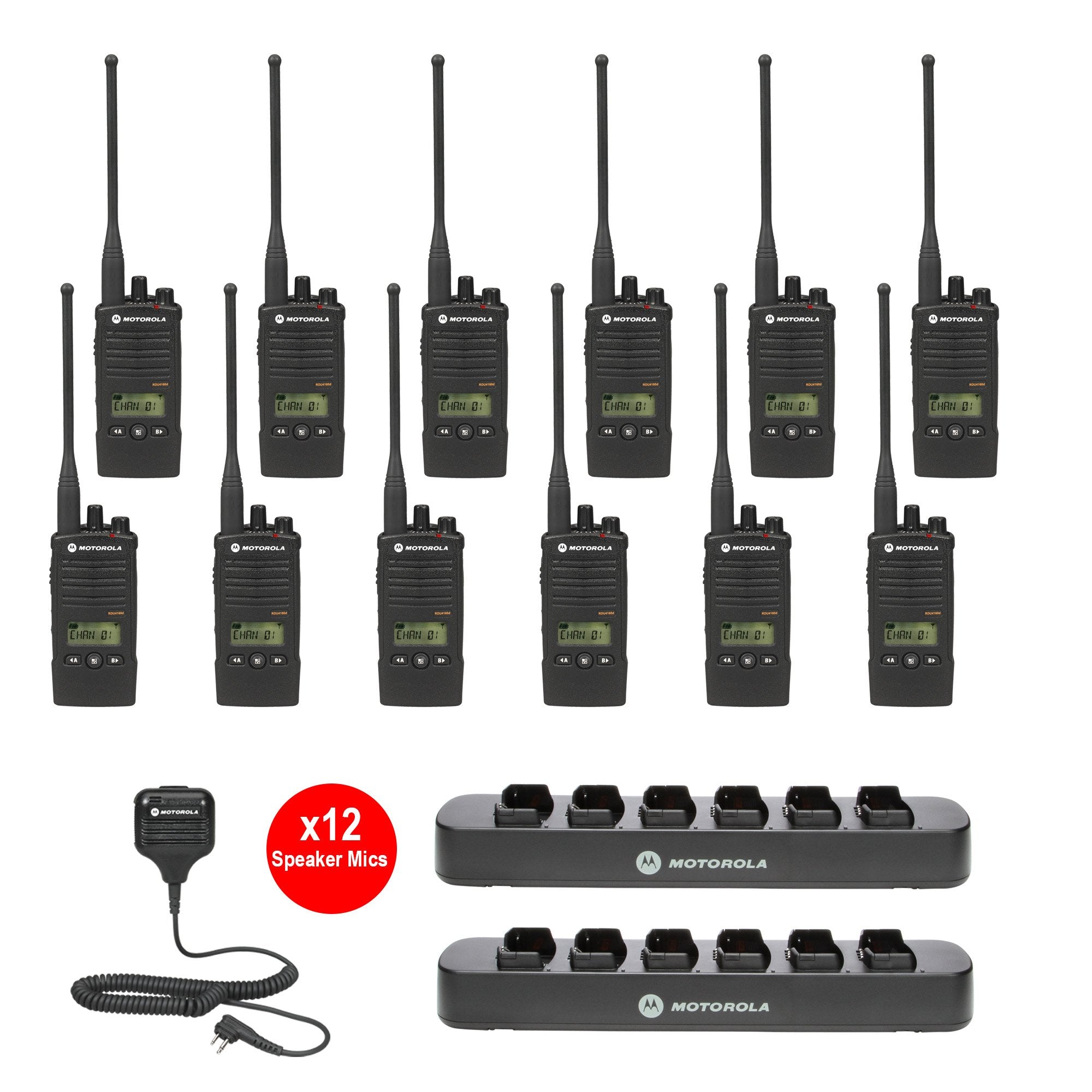 Motorola RDU4163D 12 pack with Multi Unit Charger and Speaker Micropho|  TwoWayRadioGearCanada