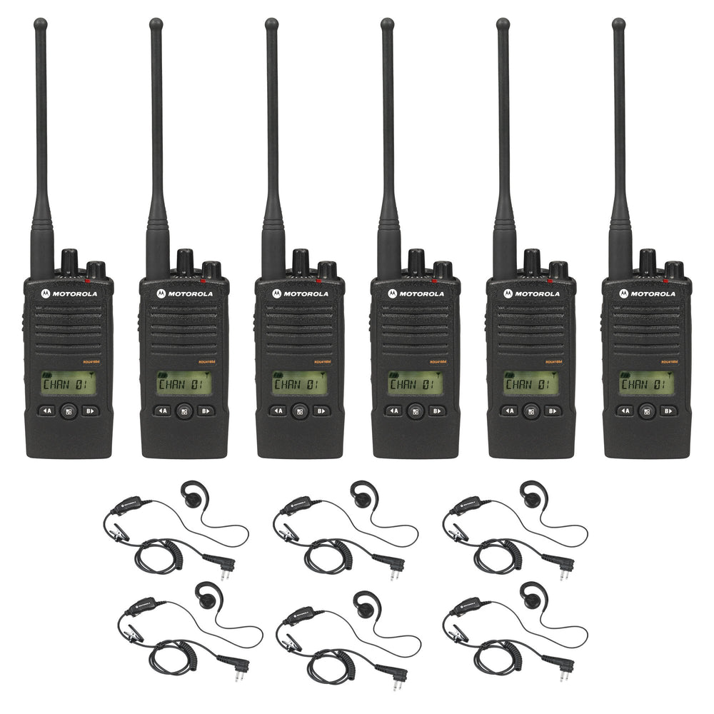 Motorola RDU4163D 6 pack with Multi Unit Chargers and headsets