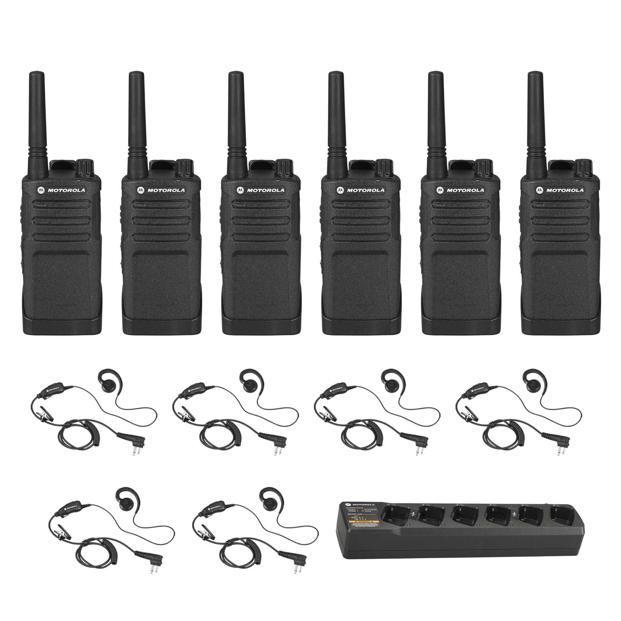 Motorola RMU2043 6 pack with Multi Charger and Headsets