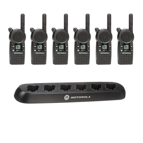 Motorola CLS1413 six-pack bundle with multi-unit charger 56531 for Canadian business use