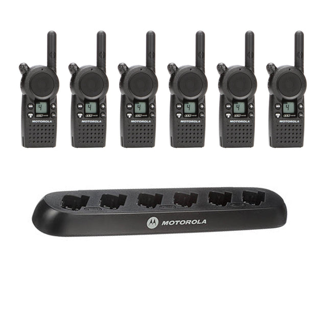Motorola CLS1413 six-pack bundle with multi-unit charger 56531 for Canadian business use