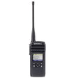 Front view of the Motorola DTR700 digital two-way radio with antenna and color display