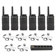 Motorola RMU2043 6-pack UHF two-way radios with six discreet headsets and one multi-unit charger