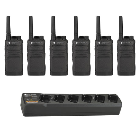 Motorola RMU2043 6-pack UHF two-way radios with one multi-unit charger