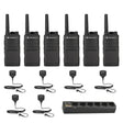 Motorola RMU2043 6-pack UHF two-way radios with six remote speaker microphones and one multi-unit charger