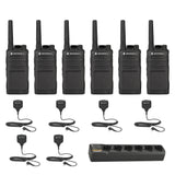 Motorola RMU2043 6-pack UHF two-way radios with six remote speaker microphones and one multi-unit charger