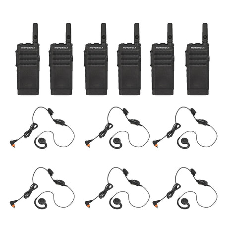 Motorola SL300 Non-Display Two-Way Radio 6 Pack Bundle with PMLN7189 Swivel Earpieces