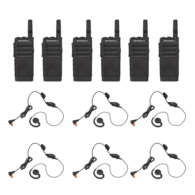 Motorola SL300 Non-Display Two-Way Radio 6 Pack Bundle with PMLN7189 Swivel Earpieces